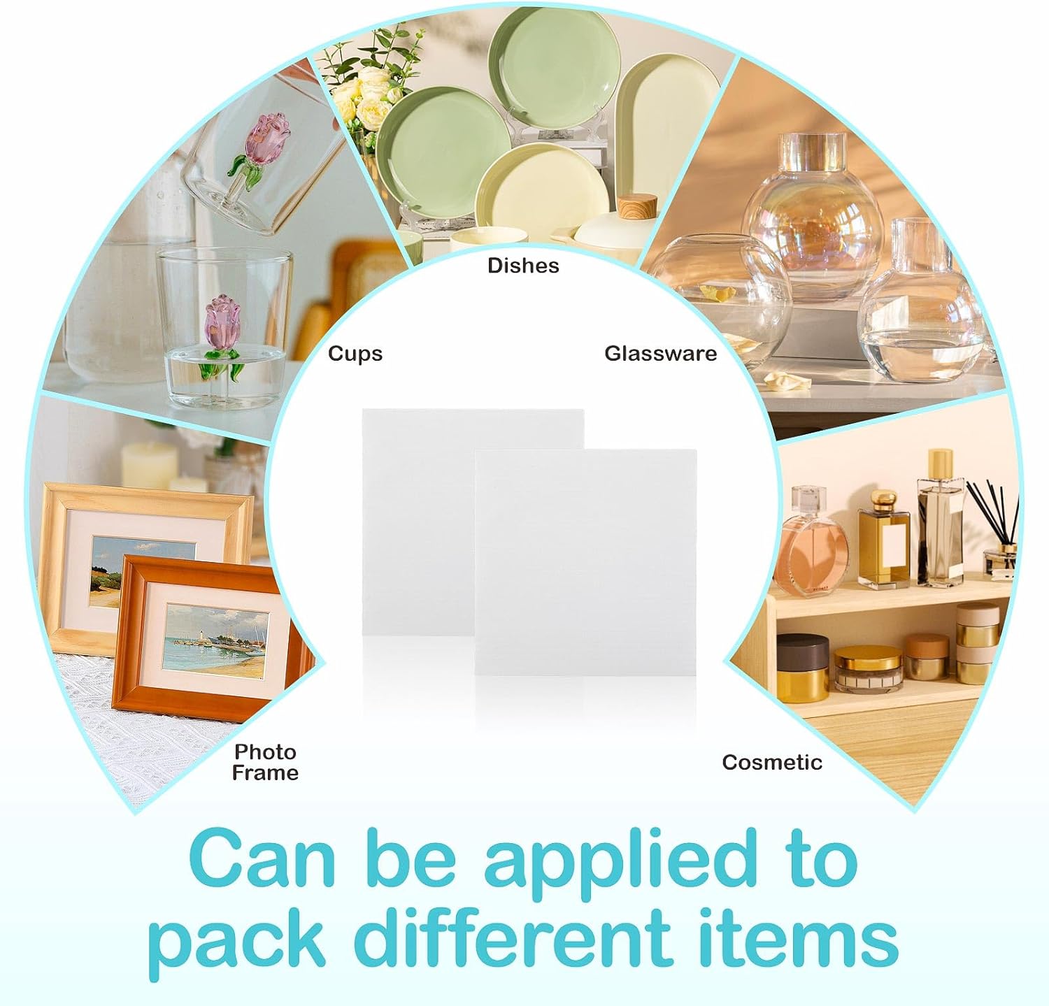 320 pcs Moving Packaging Supplies, 260 Cushioning Foam Pouches and Sheets, 4 Sizes (16x12", 12x12", 12x7.8", 7.8x7.8") with 60 Fragile Stickers, Cushion Foam Pouch for Moving, Packaging, Storage.